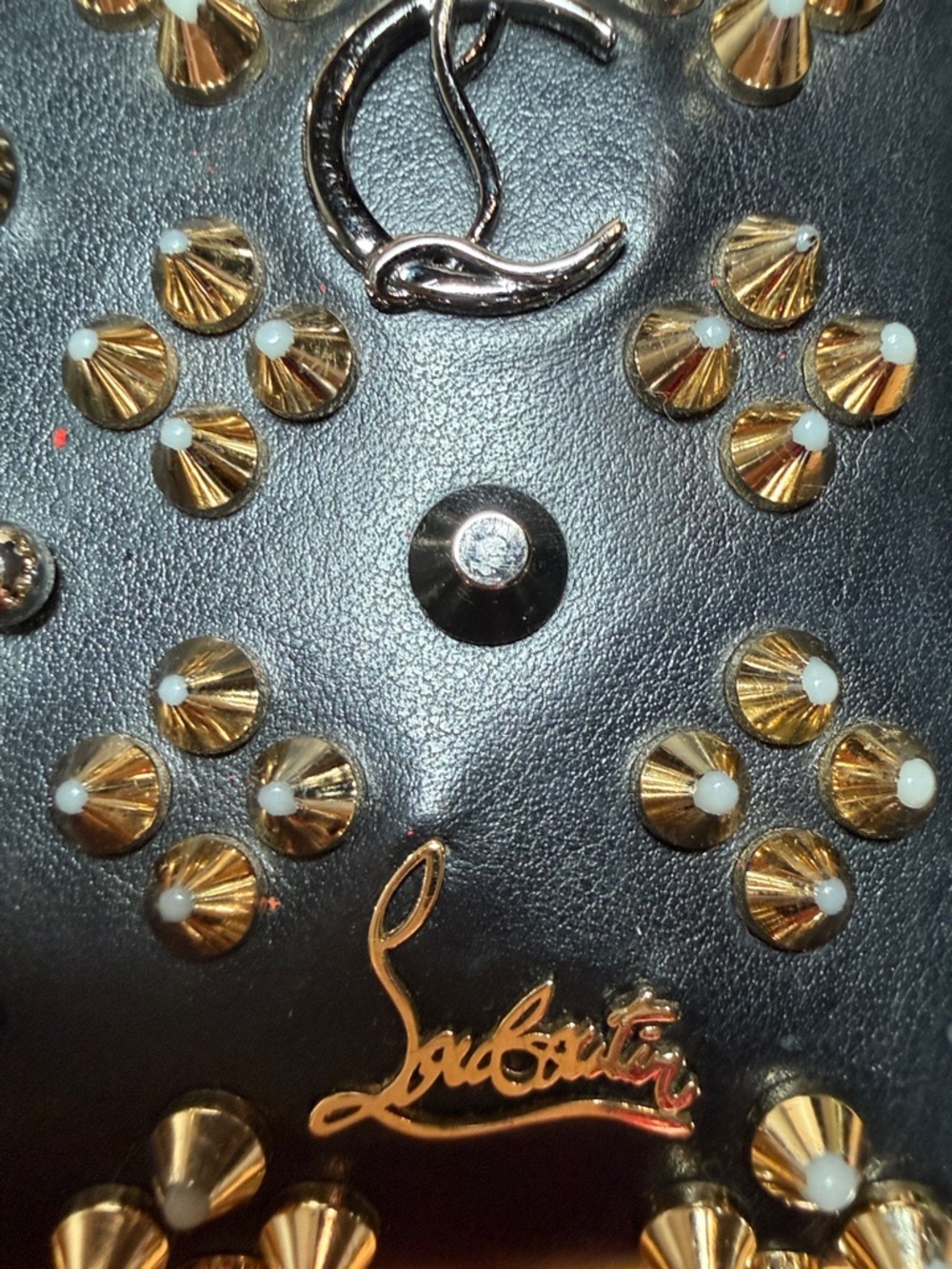 Christian Louboutin Black Leather Studded Zip-Around Wallet - Picture 10 of 10